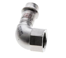 Raccord à sertir coude 90deg - 15mm femelle & Rp 1/2'' femelle - Acier inoxydable
