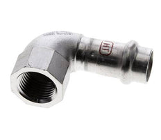 Raccord à sertir coude 90deg - 15mm femelle & Rp 1/2'' femelle - Acier inoxydable