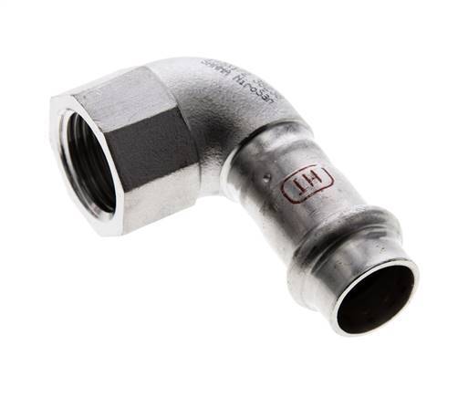 Raccord à sertir coude 90deg - 15mm femelle & Rp 1/2'' femelle - Acier inoxydable