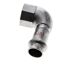 Raccord à sertir coude 90deg - 15mm femelle & Rp 1/2'' femelle - Acier inoxydable