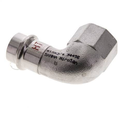 Raccord à sertir coude 90deg - 18mm femelle & Rp 3/4'' femelle - Acier inoxydable