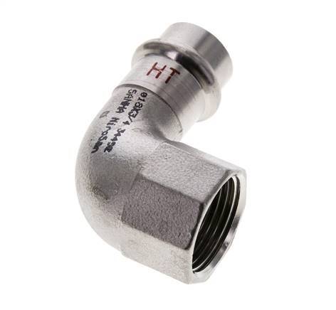Raccord à sertir coude 90deg - 18mm femelle & Rp 3/4'' femelle - Acier inoxydable