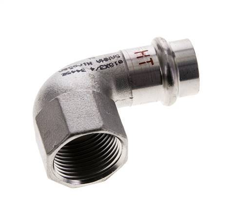 Raccord à sertir coude 90deg - 18mm femelle & Rp 3/4'' femelle - Acier inoxydable