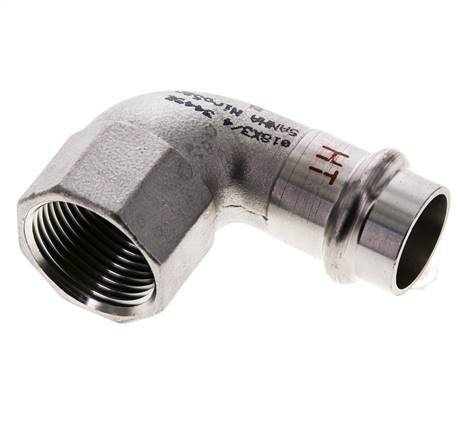 Raccord à sertir coude 90deg - 18mm femelle & Rp 3/4'' femelle - Acier inoxydable
