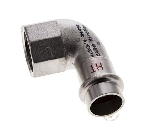 Raccord à sertir coude 90deg - 18mm femelle & Rp 3/4'' femelle - Acier inoxydable