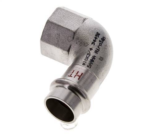 Raccord à sertir coude 90deg - 18mm femelle & Rp 3/4'' femelle - Acier inoxydable