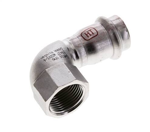 90deg Elbow Press Fitting - 22mm Female & Rp 3/4'' Female - Stainless Steel