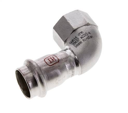 Raccord à sertir coude 90deg - 22mm femelle & Rp 3/4'' femelle - Acier inoxydable
