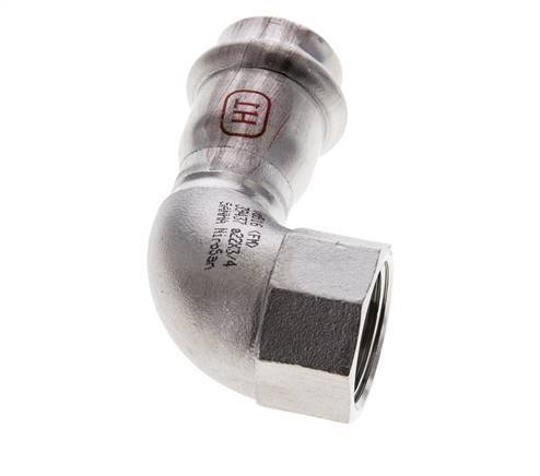 Raccord à sertir coude 90deg - 22mm femelle & Rp 3/4'' femelle - Acier inoxydable