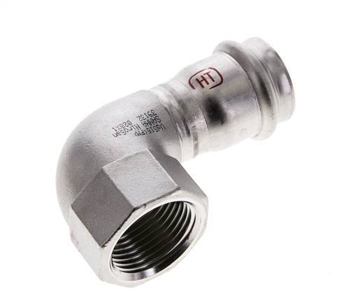 90deg Elbow Press Fitting - 28mm Female & Rp 1'' Female - Stainless Steel