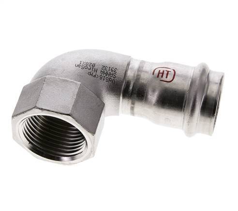 90deg Elbow Press Fitting - 28mm Female & Rp 1'' Female - Stainless Steel