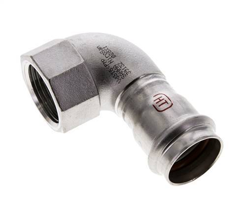 Raccord à sertir coude 90deg - 28mm femelle & Rp 1'' femelle - Acier inoxydable