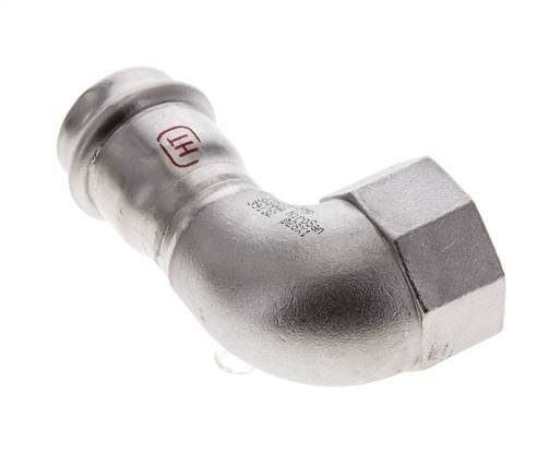 Raccord à sertir coude 90deg - 28mm femelle & Rp 1'' femelle - Acier inoxydable