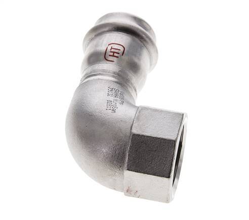 Raccord à sertir coude 90deg - 28mm femelle & Rp 1'' femelle - Acier inoxydable