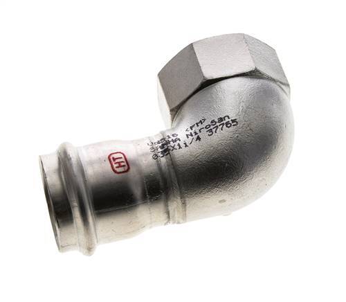 90deg Elbow Press Fitting - 35mm Female & Rp 1-1/4'' Female - Stainless Steel