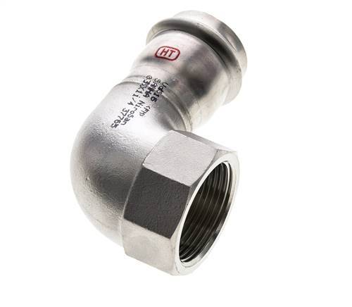 Raccord à sertir coude 90deg - 35mm femelle & Rp 1-1/4'' femelle - Acier inoxydable