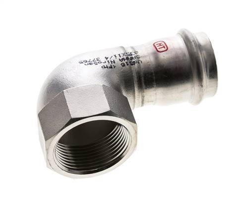 Raccord à sertir coude 90deg - 35mm femelle & Rp 1-1/4'' femelle - Acier inoxydable