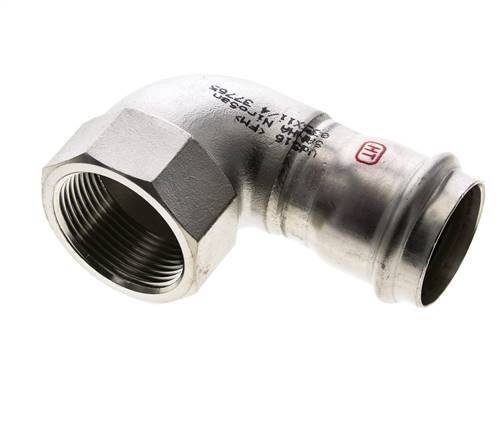 Raccord à sertir coude 90deg - 35mm femelle & Rp 1-1/4'' femelle - Acier inoxydable