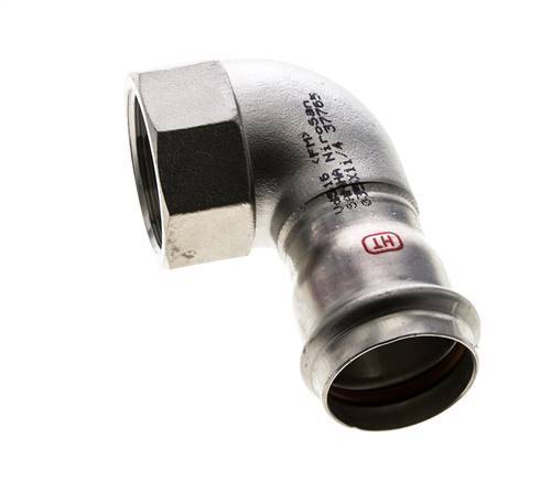 Raccord à sertir coude 90deg - 35mm femelle & Rp 1-1/4'' femelle - Acier inoxydable