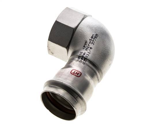Raccord à sertir coude 90deg - 35mm femelle & Rp 1-1/4'' femelle - Acier inoxydable