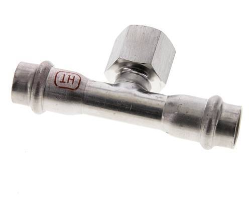 Raccord Tee Press - 15mm Femelle & Rp 1/2'' Femelle - Acier inoxydable