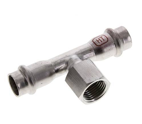Raccord Tee Press - 15mm Femelle & Rp 1/2'' Femelle - Acier inoxydable