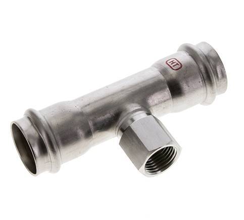 Raccord Tee Press - 28mm Femelle & Rp 1/2'' Femelle - Acier inoxydable