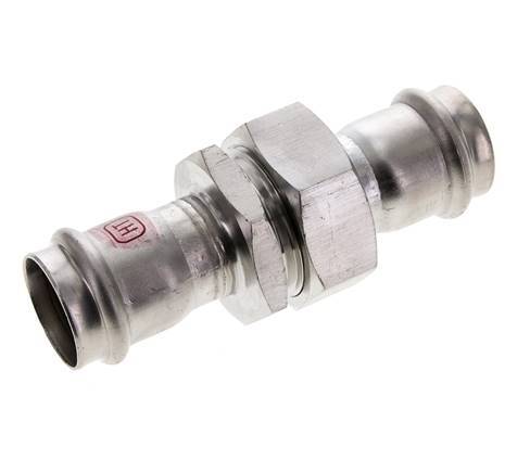 Raccord union à sertir - 28mm femelle - Acier inoxydable à joint plat