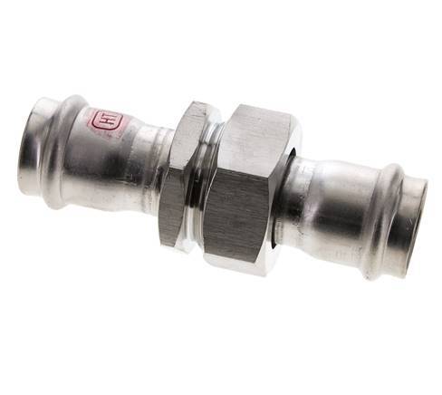 Raccord union à sertir - 28mm femelle - Acier inoxydable à joint plat
