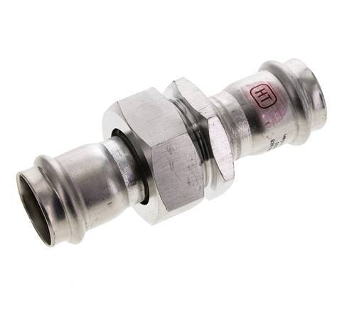 Raccord union à sertir - 28mm femelle - Acier inoxydable à joint plat