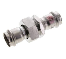 Raccord union à sertir - 28mm femelle - Acier inoxydable à joint plat