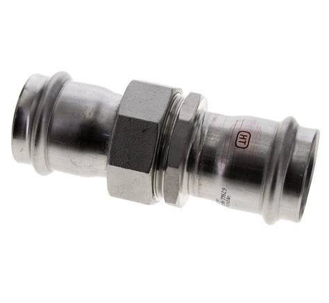 Raccord union à sertir - 42mm femelle - Acier inoxydable à joint plat
