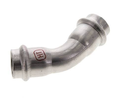 45deg Elbow Press Fitting - 22mm Female - Stainless Steel