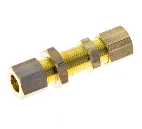8mm Brass Straight Compression Fitting Bulkhead 135 bar DIN EN 1254-2