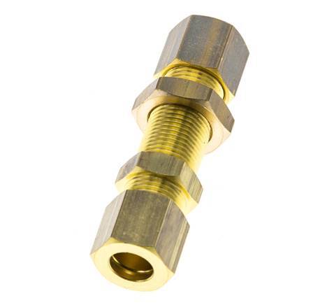 8mm Brass Straight Compression Fitting Bulkhead 135 bar DIN EN 1254-2