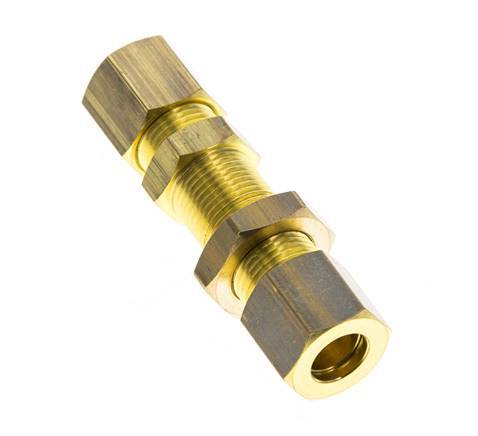 8mm Brass Straight Compression Fitting Bulkhead 135 bar DIN EN 1254-2