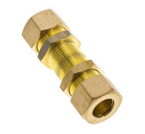 14mm Brass Straight Compression Fitting Bulkhead 89 bar DIN EN 1254-2