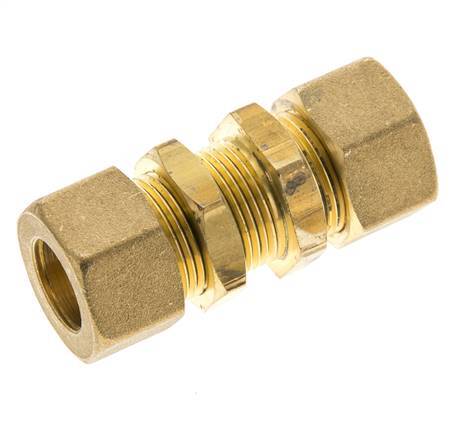 16mm Brass Straight Compression Fitting Bulkhead 76 bar DIN EN 1254-2