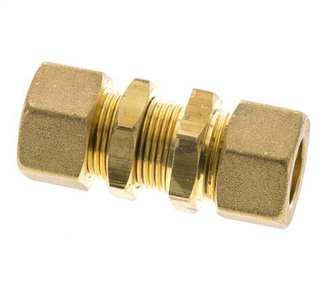 16mm Brass Straight Compression Fitting Bulkhead 76 bar DIN EN 1254-2