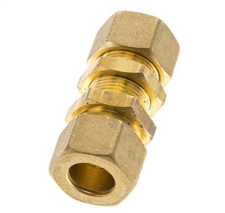 16mm Brass Straight Compression Fitting Bulkhead 76 bar DIN EN 1254-2