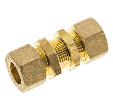 16mm Brass Straight Compression Fitting Bulkhead 76 bar DIN EN 1254-2