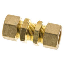 16mm Brass Straight Compression Fitting Bulkhead 76 bar DIN EN 1254-2