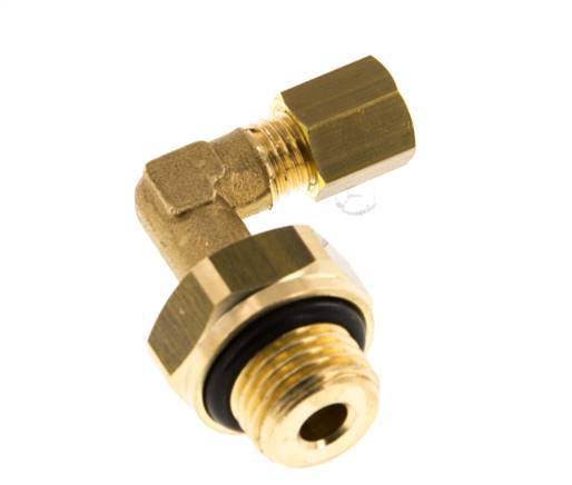 4mm & G1/4'' Brass Elbow Compression Fitting with Male Threads 150 bar NBR Adjustable DIN EN 1254-2