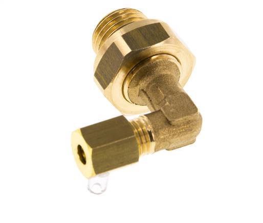 4mm & G1/4'' Brass Elbow Compression Fitting with Male Threads 150 bar NBR Adjustable DIN EN 1254-2