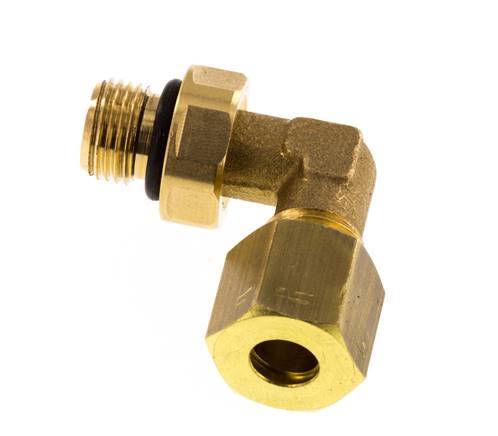 6mm & G1/8'' Brass Elbow Compression Fitting with Male Threads 150 bar NBR Adjustable DIN EN 1254-2