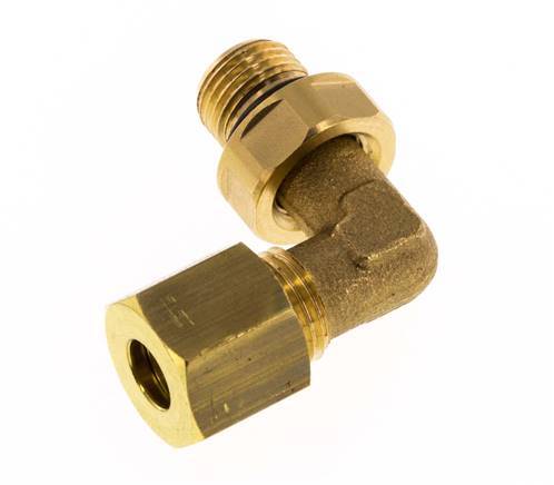 6mm & G1/8'' Brass Elbow Compression Fitting with Male Threads 150 bar NBR Adjustable DIN EN 1254-2