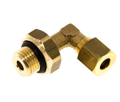 6mm & G1/4'' Brass Elbow Compression Fitting with Male Threads 150 bar NBR Adjustable DIN EN 1254-2