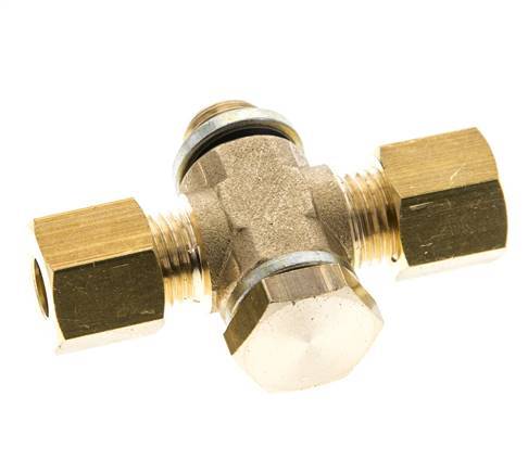 6mm & G1/8'' Brass T-Shape Tee Compression Fitting with Male Threads 150 bar Zinc plated Steel, with NBR insert DIN EN 1254-2