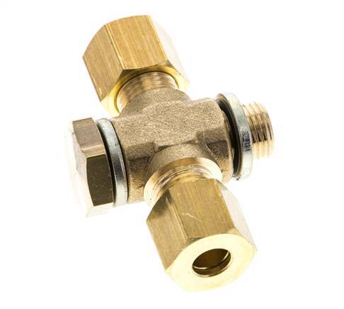 6mm & G1/8'' Brass T-Shape Tee Compression Fitting with Male Threads 150 bar Zinc plated Steel, with NBR insert DIN EN 1254-2