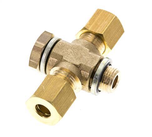 6mm & G1/8'' Brass T-Shape Tee Compression Fitting with Male Threads 150 bar Zinc plated Steel, with NBR insert DIN EN 1254-2